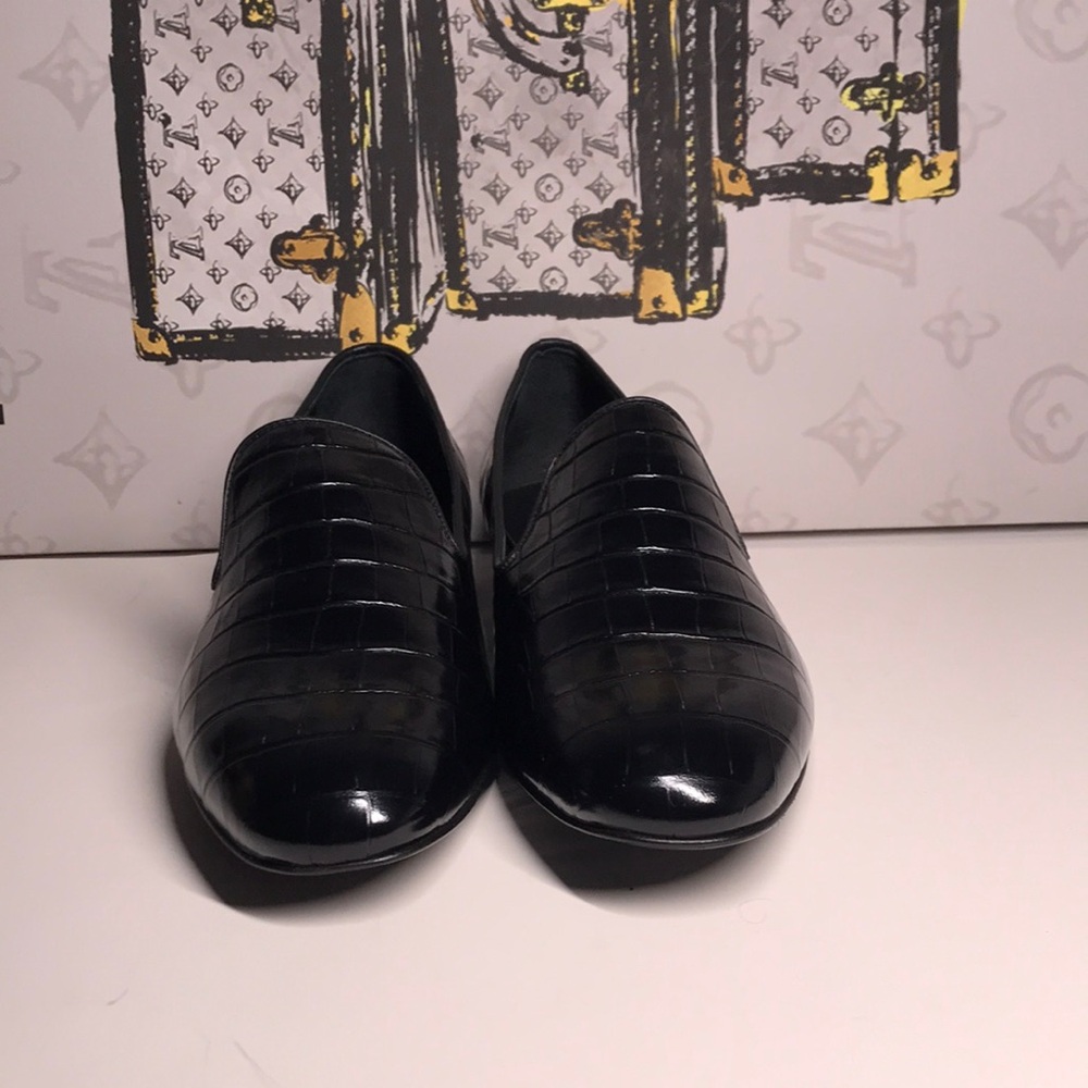 Versace Croc-Embossed Calfskin Smoking Slippers – Made in Italy